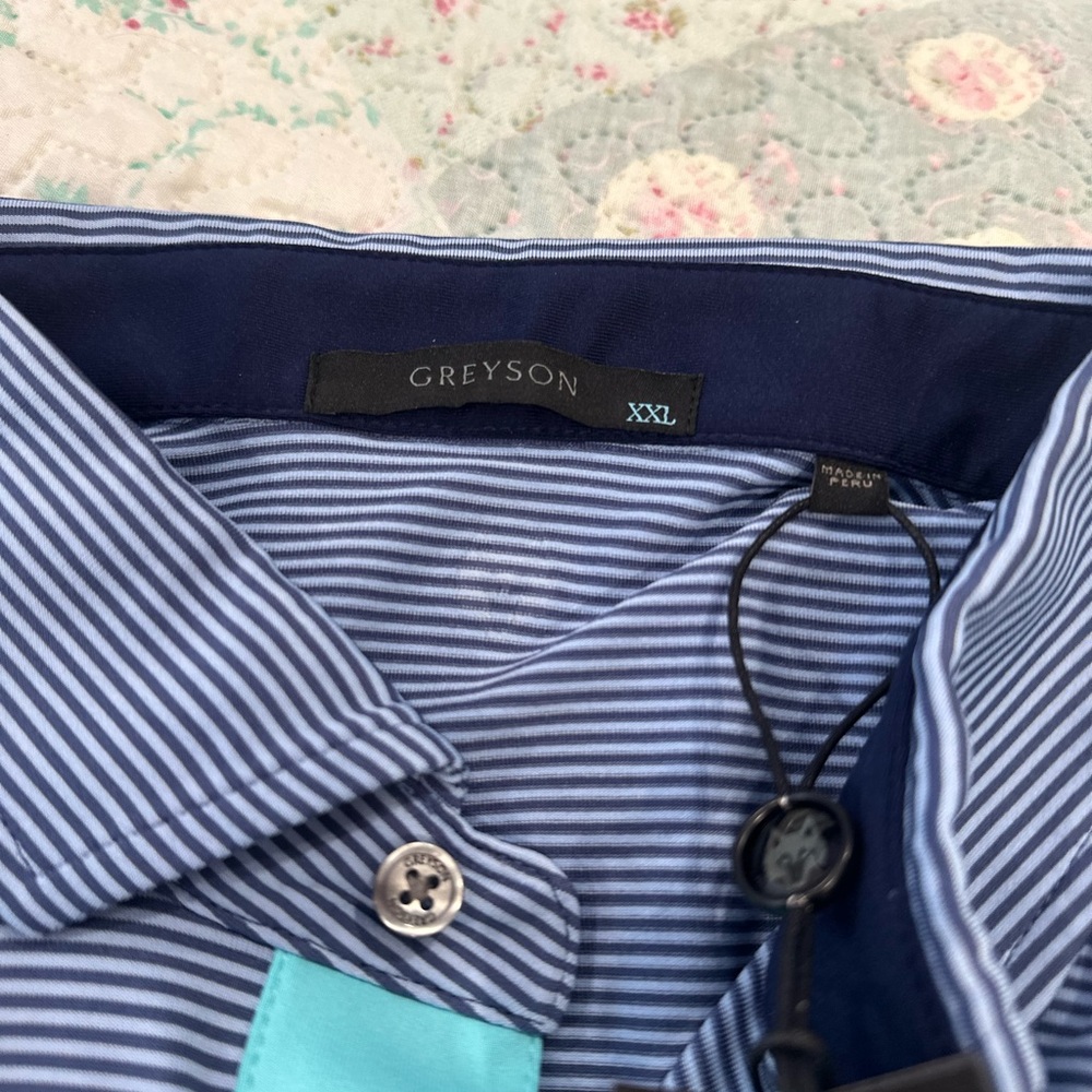 NWT Greyson Striped Blue Polo Shirt - Picture 9 of 15